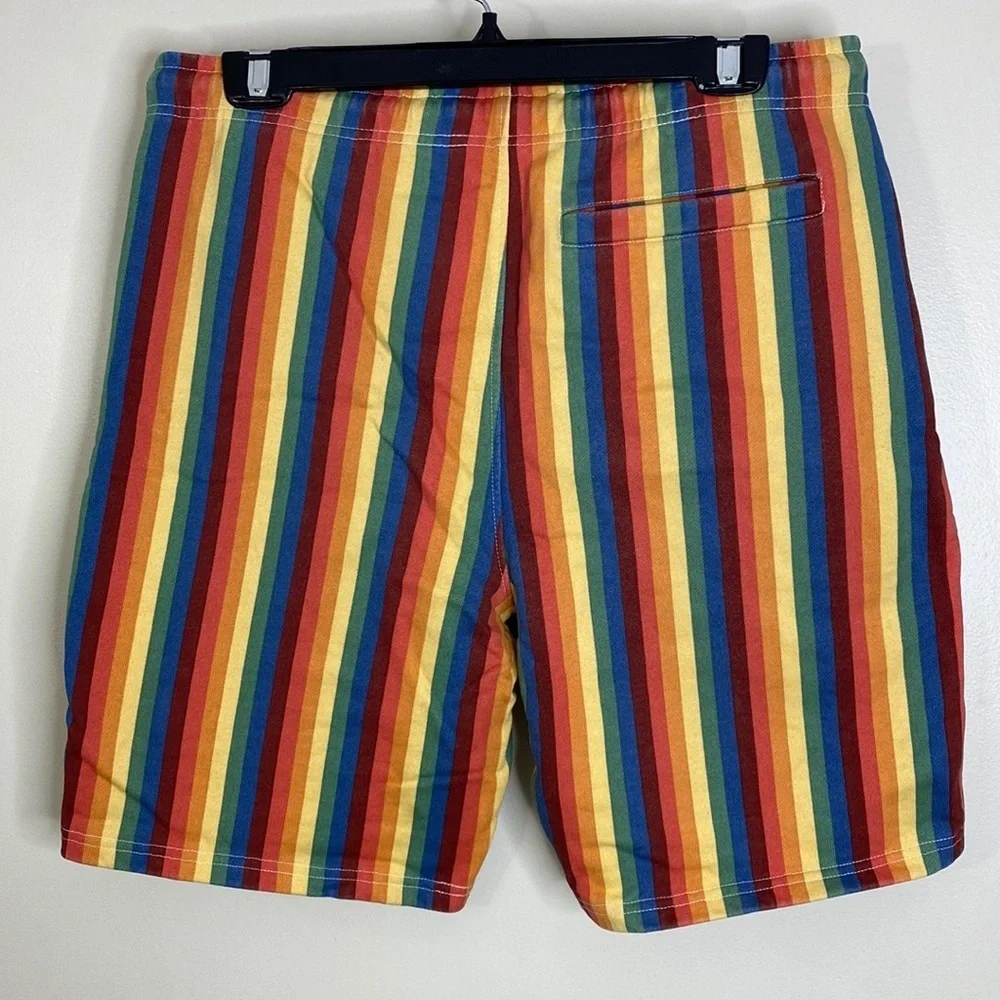 GUESS SAFFRON RAINBOW STRIPE SHORTS MEDIUM (SHORTS ONLY) 🌈 UNISEX - Picture 2 of 4